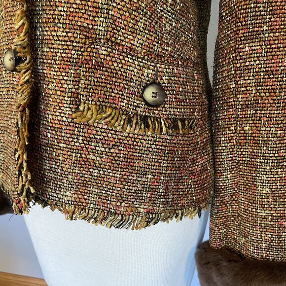 VTG Penny Lane Sz 6 Bloomingdale’s Jacket Silk Rabbit Fur Mob Wife Blazer City - Picture 8 of 11